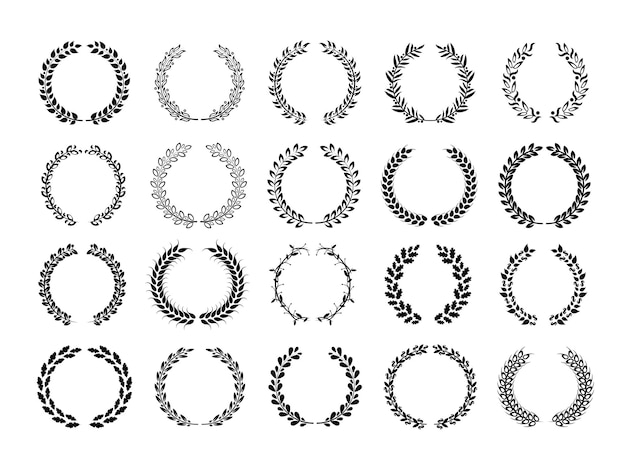 Kolekcja Wieńców Laurowych Różne Elementy Konstrukcji Ramek Projektowanie Logo Vector