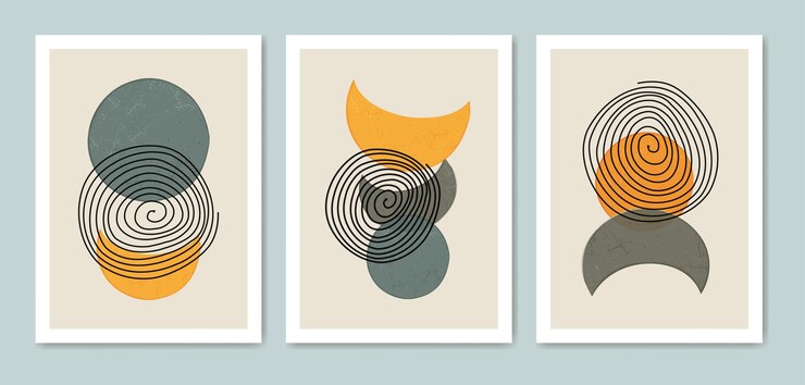 Kolekcja współczesnej abstrakcyjnej geometrycznej minimalistycznej ręcznie malowanej grafiką liniową
