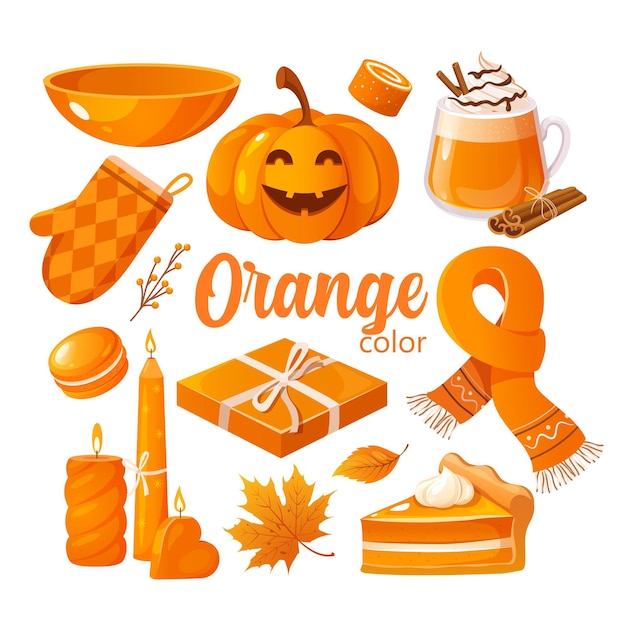 Kolekcja Z Symbolami W Kolorze Pomarańczowym