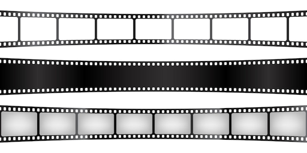 Plik wektorowy kolekcja zakrzywionych pasków filmowych stary film retro filmowy analogowy sprzęt do nagrywania wideo wektorowy