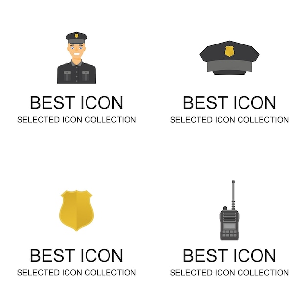 Plik wektorowy kolekcja zestaw ikon policji dla cyfrowych i do druku
