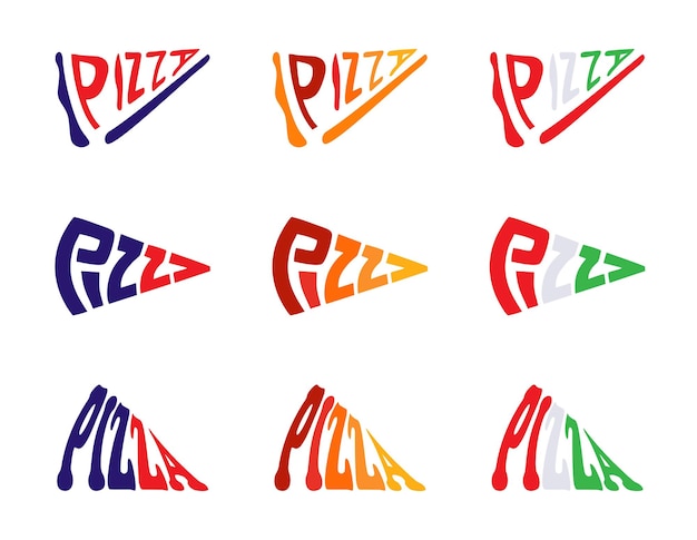 Plik wektorowy kolekcja zestawu logo z literami na pizzę