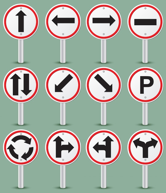 Plik wektorowy kolekcja znak drogowy ruchu