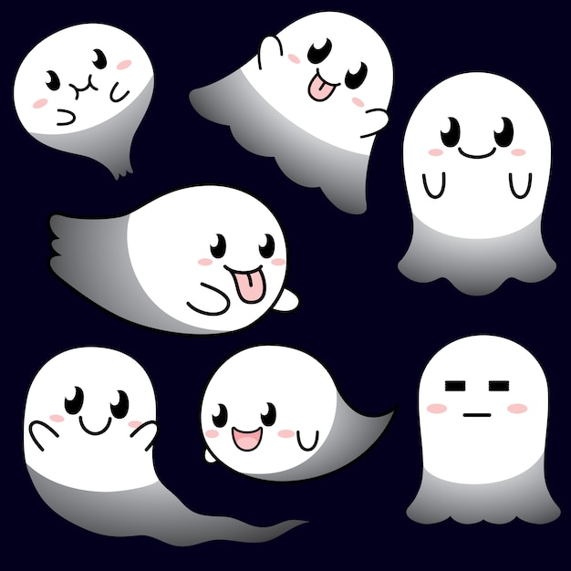 Plik wektorowy kolekcja znaków cute ghost