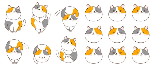 Kolekcja znaków kot kreskówka.