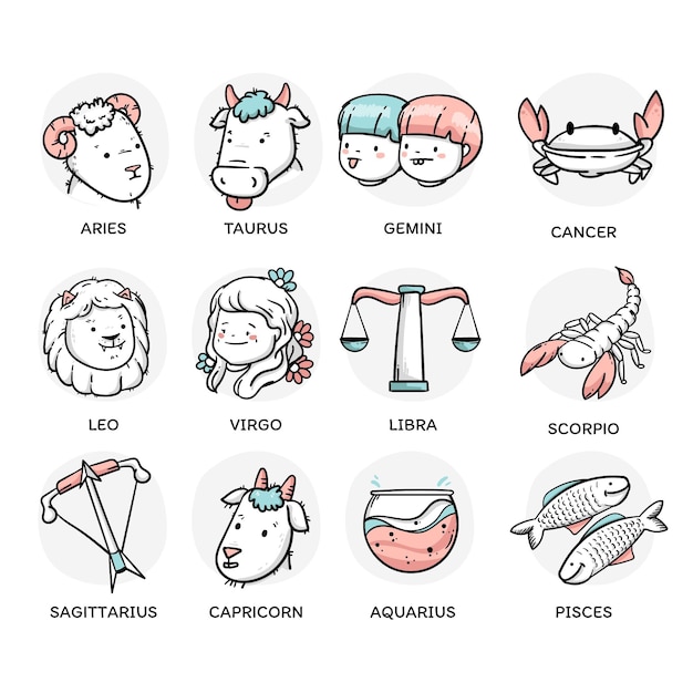 Kolekcja znaków zodiaku kreskówka