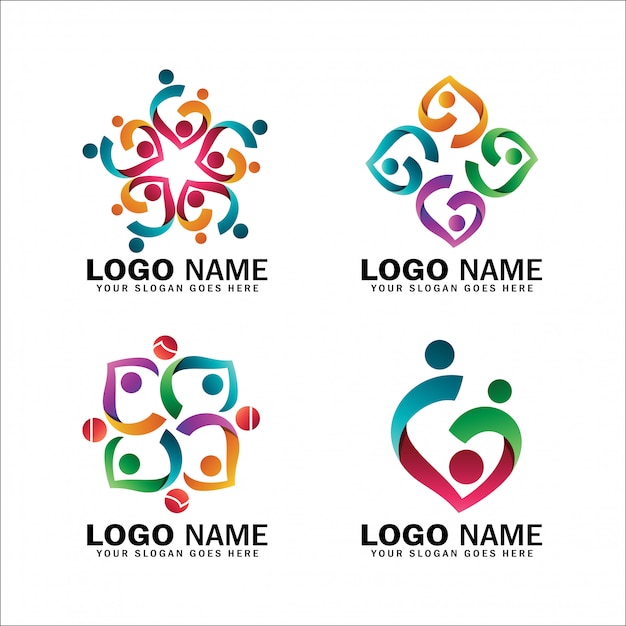 Kolekcje Logo Adopcji Dzieci I Fundacje Charytatywne, Paczka Logo Szczęśliwych Symboli Rodziny, Położne, Społeczności I Stosunki Społeczne