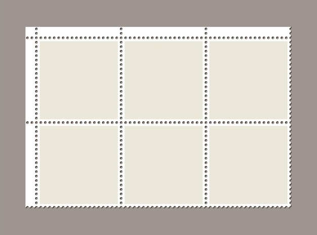 Kolekcjonerski Szablon Znaczka Pocztowego I Puste Kupony Sprzedaży Z Perforowanymi Brzegami