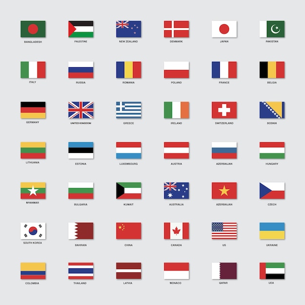 Kolesja ikon wektorowych flag świata