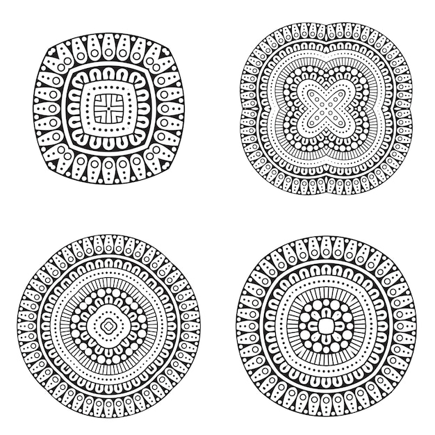 Plik wektorowy koło czarno-biały ornament, kolekcja ozdobnych okrągłych koronek