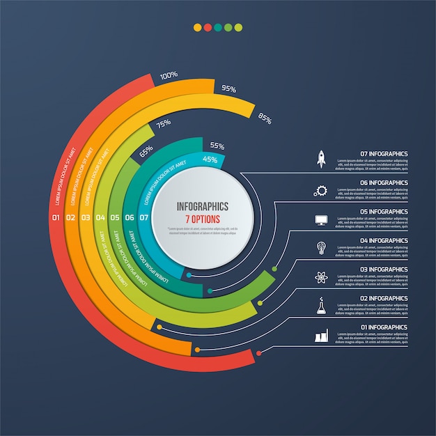 Koło Infografikę Z 7 Opcjami