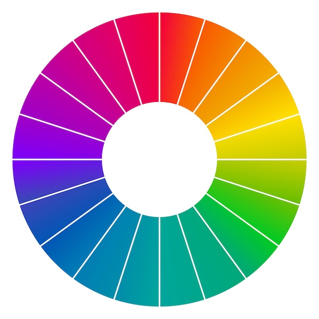 Koło Kolorystyczne Munsell W Tym Samym Kręgu Chromatycznym Podzielone Na Różne Wersje Odcienia Z 20 Segmentami