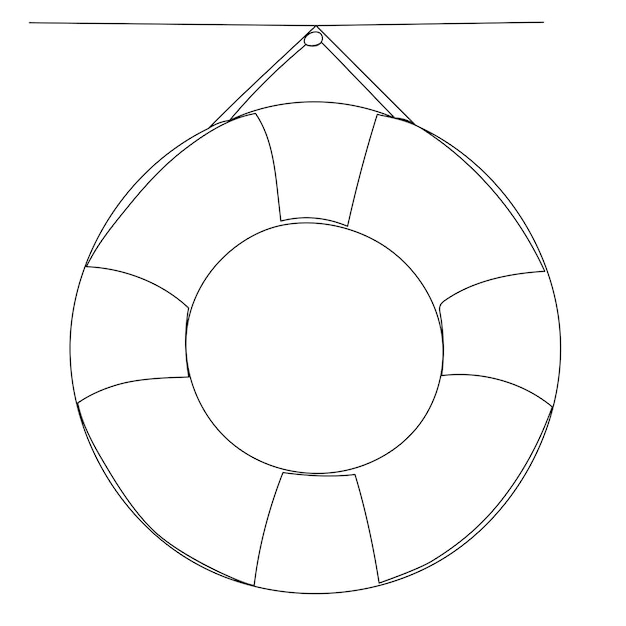 Plik wektorowy koło ratunkowe rysunek za pomocą jednego wektora szkicu linii ciągłej