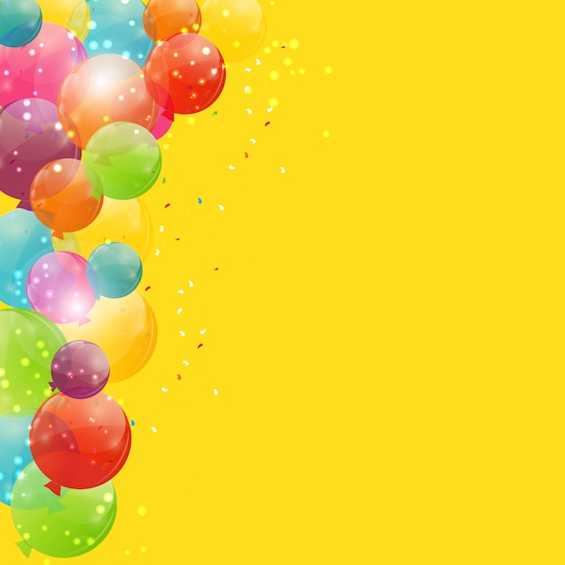 Kolor błyszczący szczęśliwy urodziny balony transparent tło