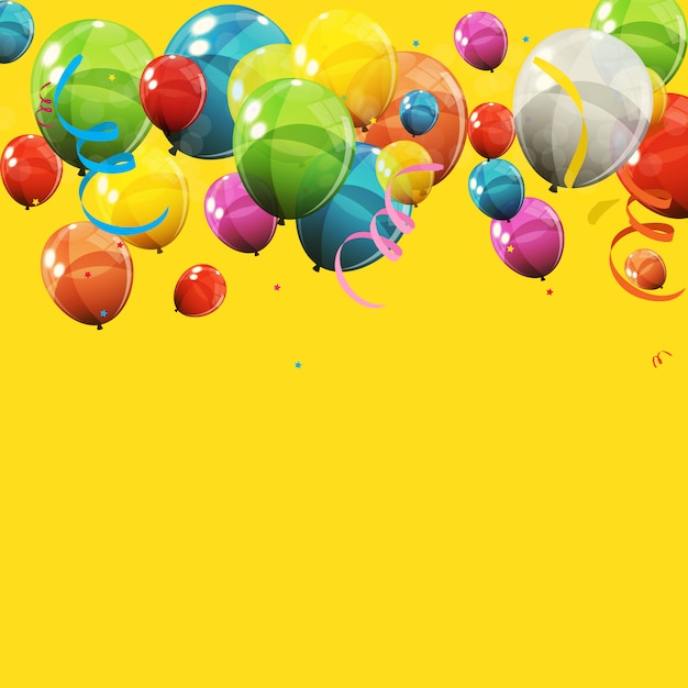 Kolor błyszczący szczęśliwy urodziny balony transparent tło