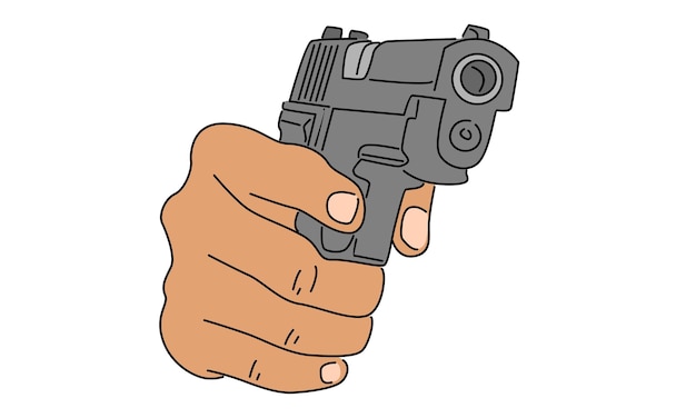 Plik wektorowy kolor człowieka trzymającego rewolwer pistolet ręczny ilustracja wektorowa