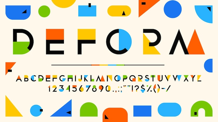 Wektor kolor geometria czcionka nowoczesna sztuka typ alfabetu