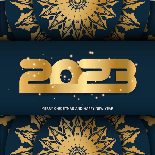 Kolor Niebieski I Złoty Szczęśliwego Nowego Roku 2023 świąteczna Pocztówka