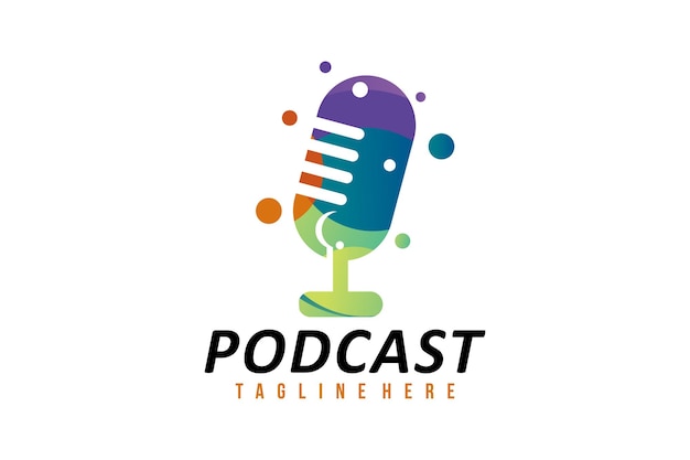 Kolor Podcast Wektor Ikona Logo Na Białym Tle