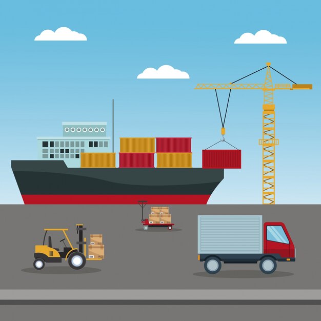 kolor tła nieba krajobraz z pojazdów transportu logistycznego