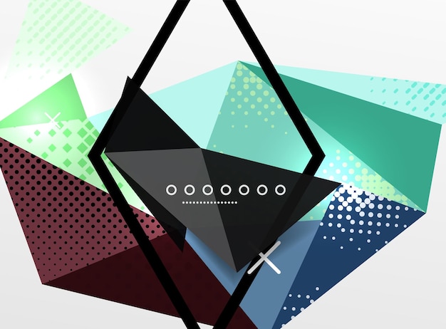 Plik wektorowy kolor wektorowy geometryczny abstrakcyjna kompozycja trójkątne i wielokątne elementy projektowe cyfrowe techno tło