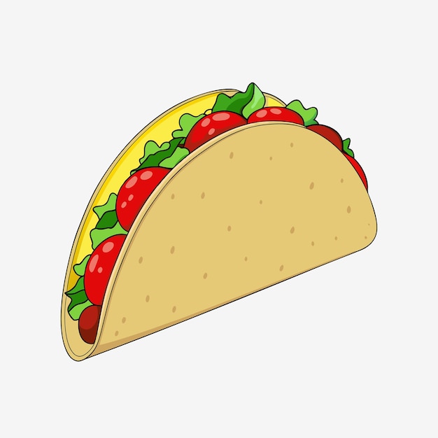 Kolorowa 2D ilustracja wektorowa tacos idealna dla meksykańskich projektów kulinarnych