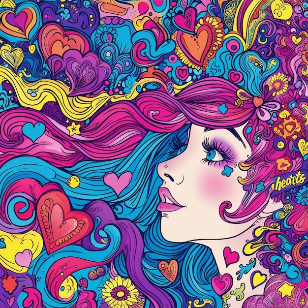 Plik wektorowy kolorowa dziewczyna z ilustracją serca