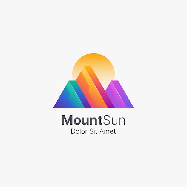 Plik wektorowy kolorowa góra 3d z logo słońca
