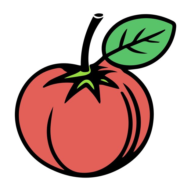 kolorowa ikona ilustracji wektorowej linii pomidora