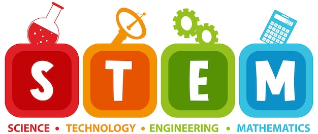 Kolorowa Ikona Tekstu Edukacji Stem