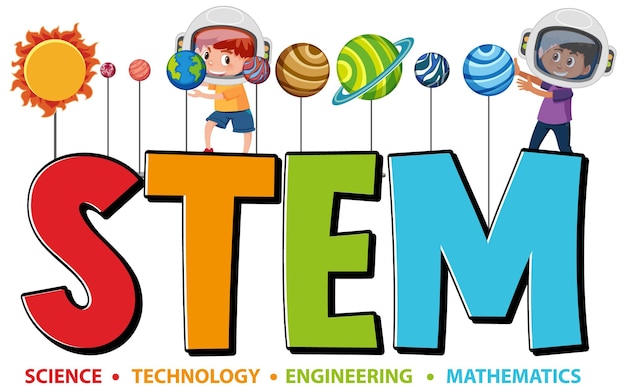 Kolorowa Ikona Tekstu Edukacji Stem