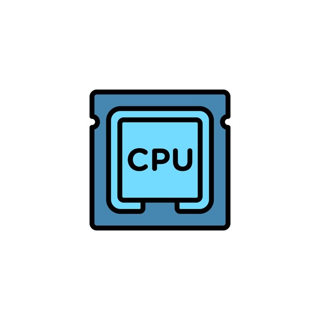Kolorowa ikona wektora CPU na białym tle