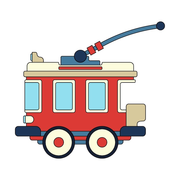 Kolorowa Ikona Wektorowa Z Zabawkami Trolejbus Klasyczne Mechaniczne Interaktywne Zabawki Dla Dzieci