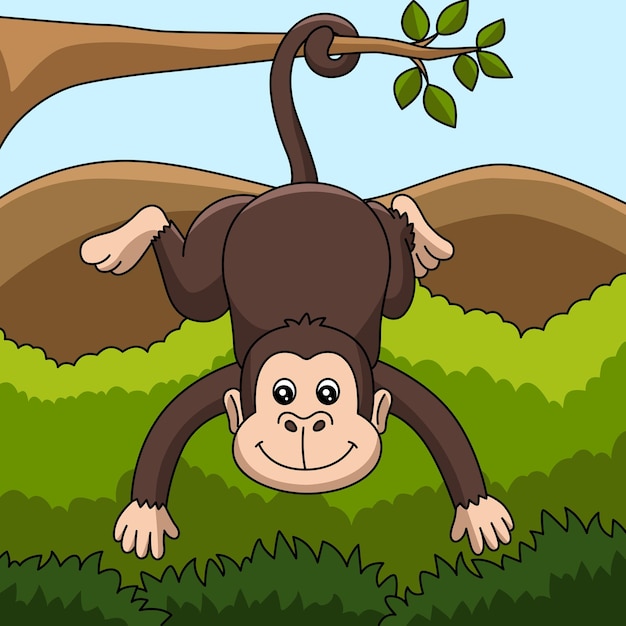 Kolorowa Ilustracja Kreskówka Małpa