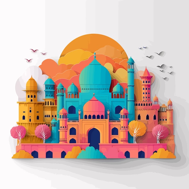 Plik wektorowy kolorowa ilustracja meczetu