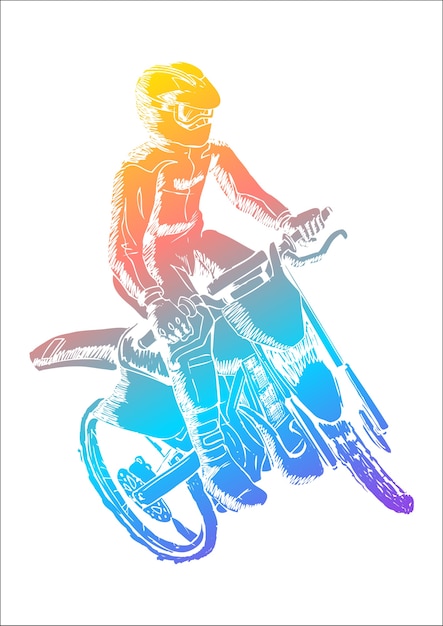 Kolorowa Ilustracja Mężczyzna Jeździecki Motocross