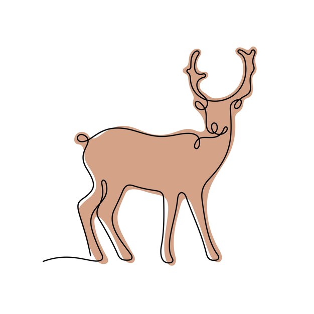Plik wektorowy kolorowa ilustracja wektorowa linii ciągłej jelenia