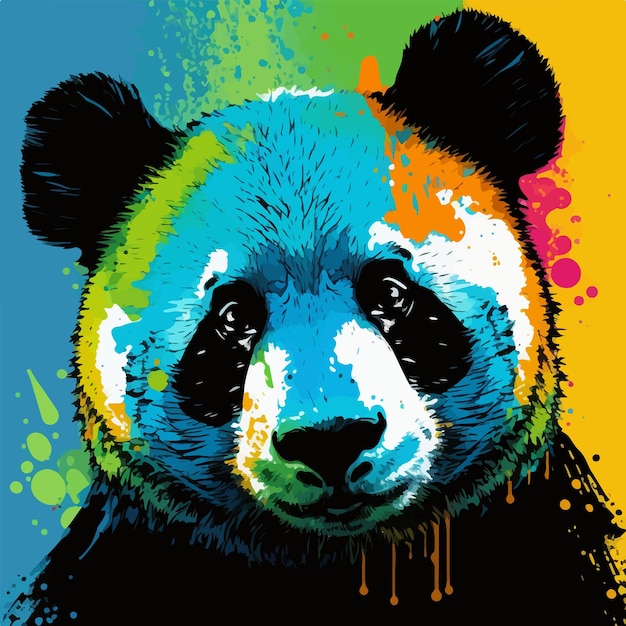 Kolorowa ilustracja wektorowa pandy w stylu pop-art