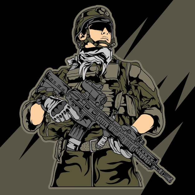 Kolorowa ilustracja wektorowa żołnierza