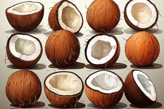 Plik wektorowy kolorowa ilustracja żywności z kokosem