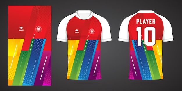 kolorowa koszulka piłkarska szablon projektu sportowego