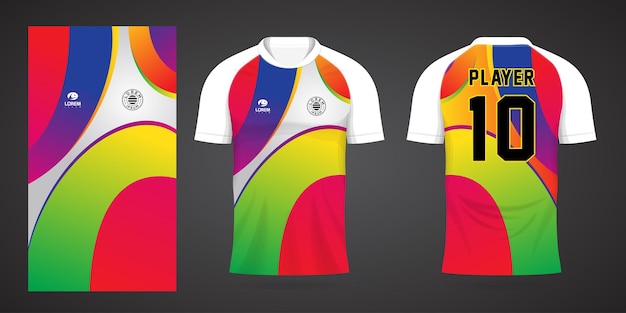kolorowa koszulka piłkarska szablon projektu sportowego
