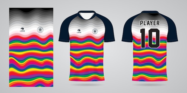 kolorowa koszulka piłkarska szablon projektu sportowego