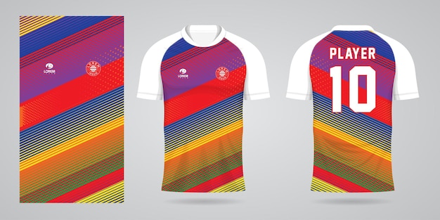 kolorowa koszulka piłkarska szablon projektu sportowego