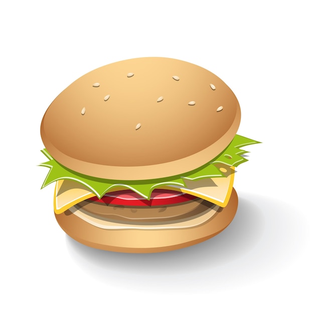 Plik wektorowy kolorowa kreskówka smaczny burger z cieniem