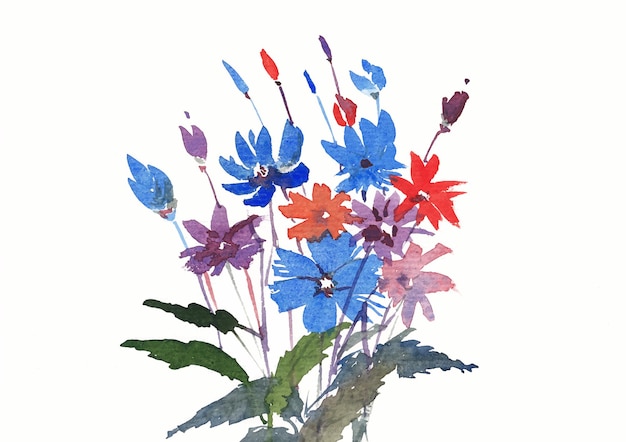Plik wektorowy kolorowa kwiatowa farba ręczna akwarelą
