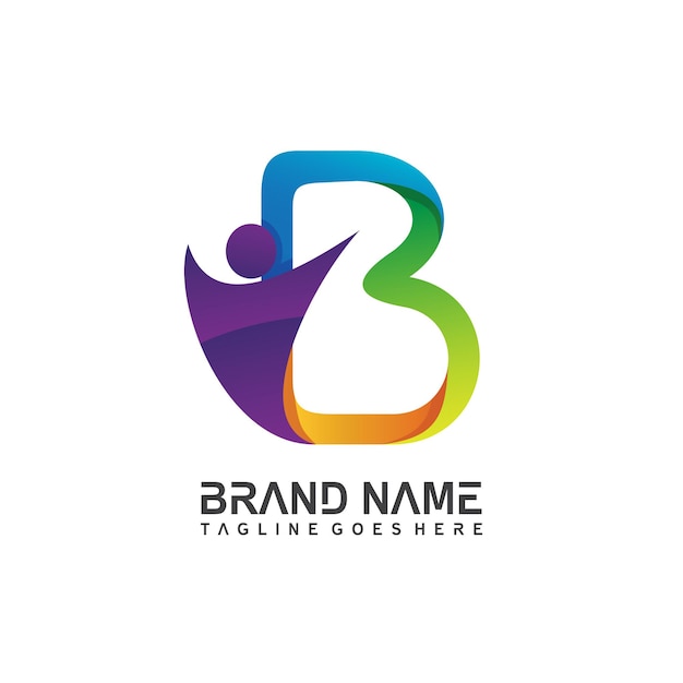 Kolorowa Litera B Z Projektem Logo W Kształcie Ludzi