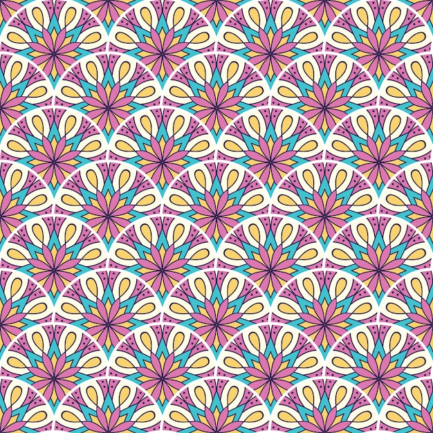 Kolorowa mandala bezszwowa deseniowa ilustracja