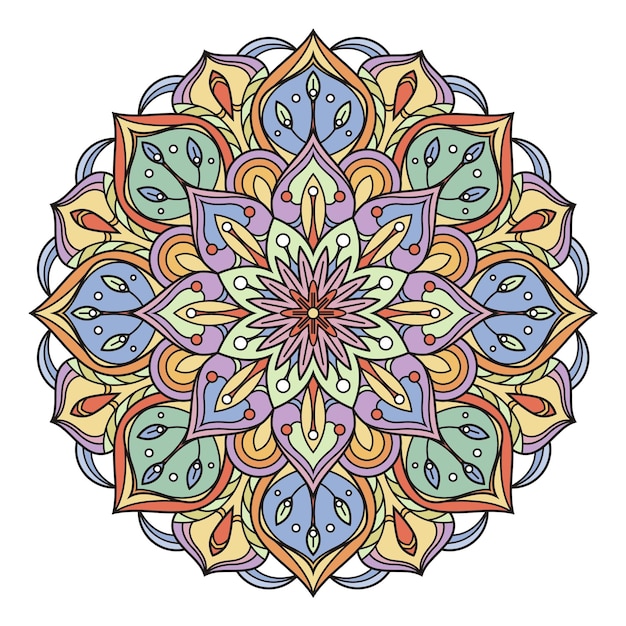 Kolorowa Mandala Indyjski Ornament Promienisty Ozdobny Okrąg