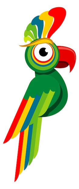 Kolorowa Papuga Egzotyczny Ptak Kreskówki Zwierzę Z Dżungli